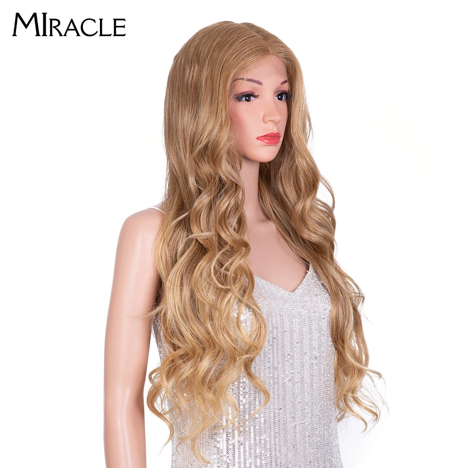 Synthetic Lace Wigs Blonde Wigs For Women 30 Inch Long Wavy Ombre Pink Color Wigs For Black Women High Temperature Hair Cosplay