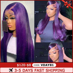 Purple 613 Colored 13x4 Transparent Lace Frontal Wigs Human Hair Wig For Women Brazilian Remy Hair Glueless Full Lace Wigs